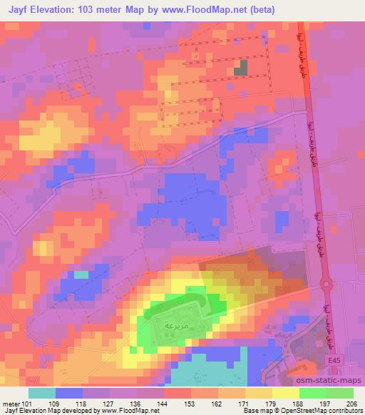 Jayf,United Arab Emirates Elevation Map