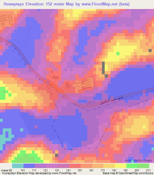 Huwaytayn,United Arab Emirates Elevation Map