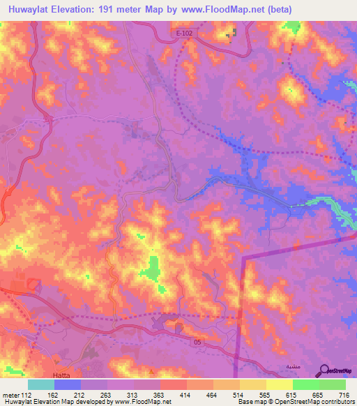 Huwaylat,United Arab Emirates Elevation Map