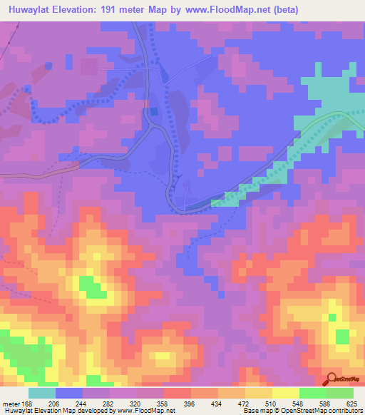 Huwaylat,United Arab Emirates Elevation Map