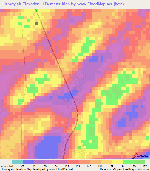 Huwaylah,United Arab Emirates Elevation Map