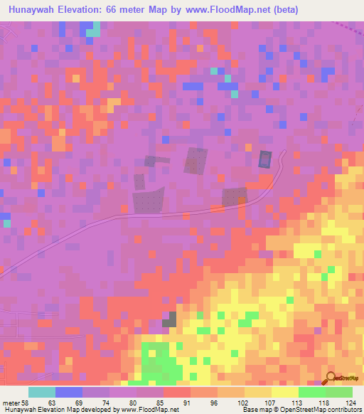 Hunaywah,United Arab Emirates Elevation Map