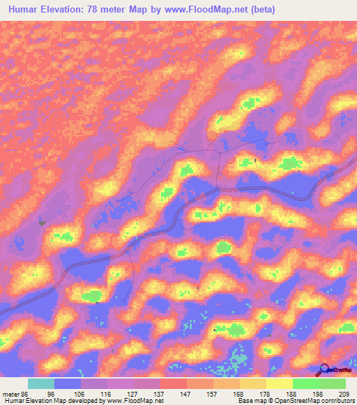 Humar,United Arab Emirates Elevation Map