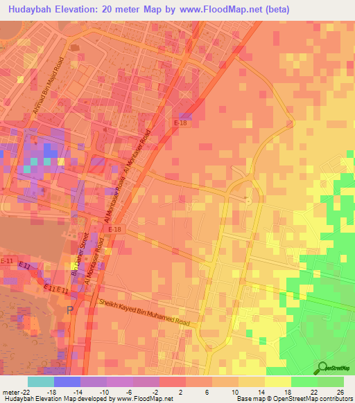 Hudaybah,United Arab Emirates Elevation Map