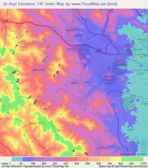 Al Hayl,United Arab Emirates Elevation Map