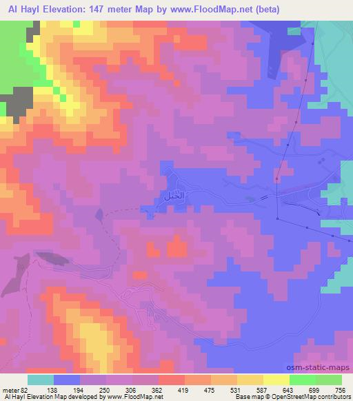 Al Hayl,United Arab Emirates Elevation Map