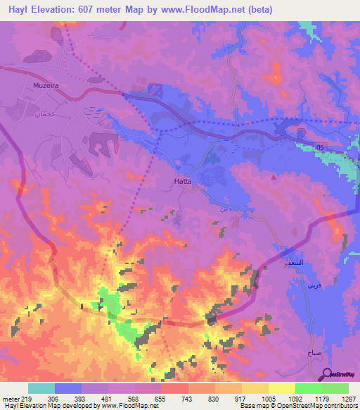 Hayl,United Arab Emirates Elevation Map