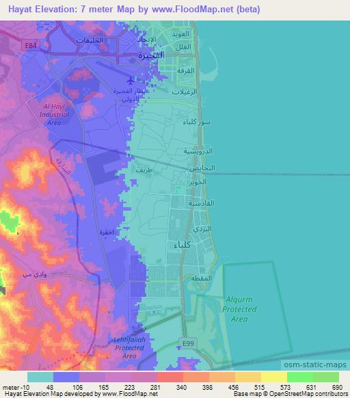 Hayat,United Arab Emirates Elevation Map