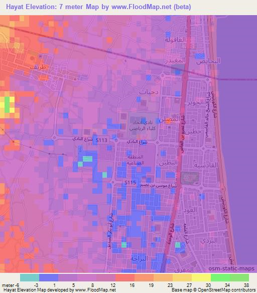 Hayat,United Arab Emirates Elevation Map