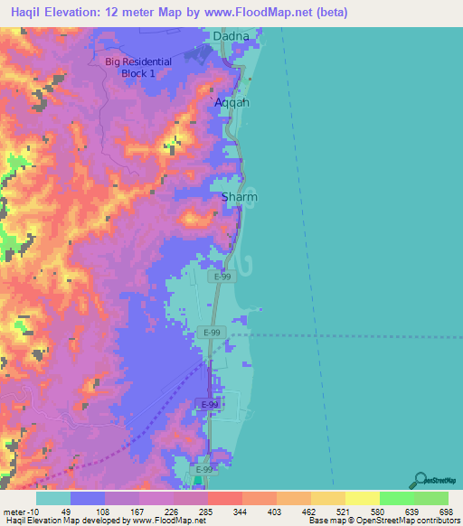 Haqil,United Arab Emirates Elevation Map