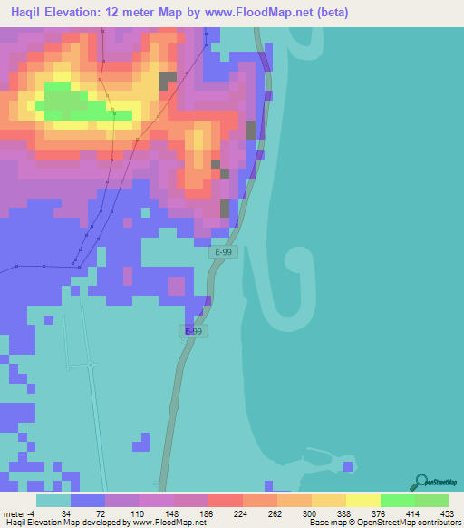 Haqil,United Arab Emirates Elevation Map