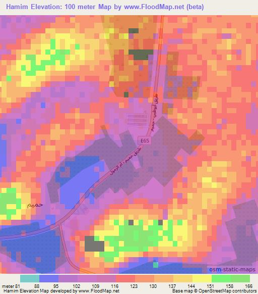 Hamim,United Arab Emirates Elevation Map