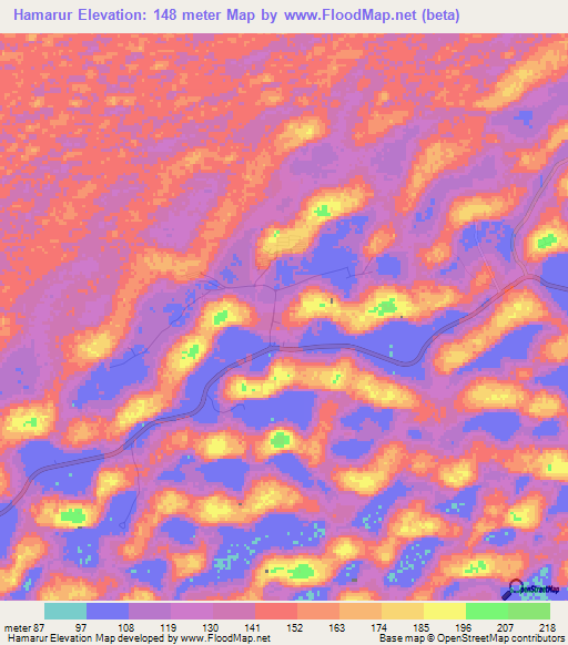 Hamarur,United Arab Emirates Elevation Map