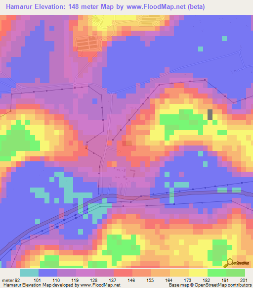Hamarur,United Arab Emirates Elevation Map