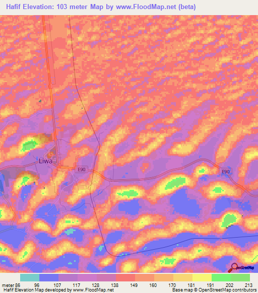 Hafif,United Arab Emirates Elevation Map