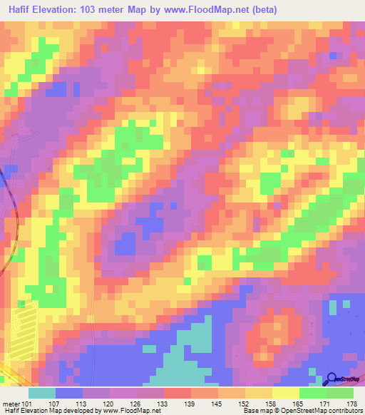 Hafif,United Arab Emirates Elevation Map