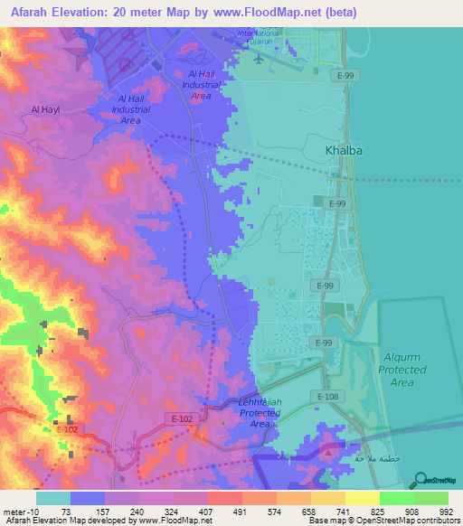 Afarah,United Arab Emirates Elevation Map