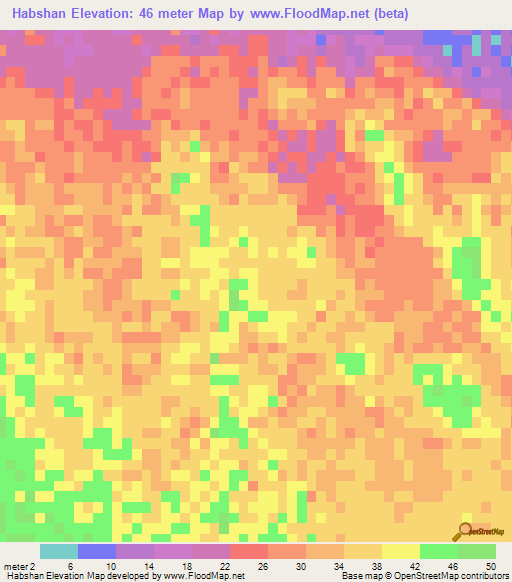 Habshan,United Arab Emirates Elevation Map