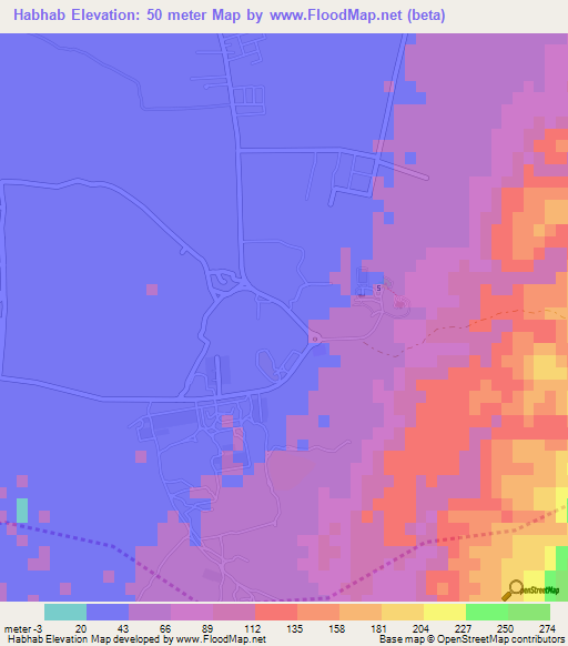 Habhab,United Arab Emirates Elevation Map