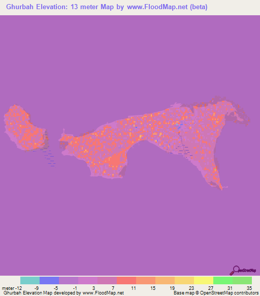 Ghurbah,United Arab Emirates Elevation Map