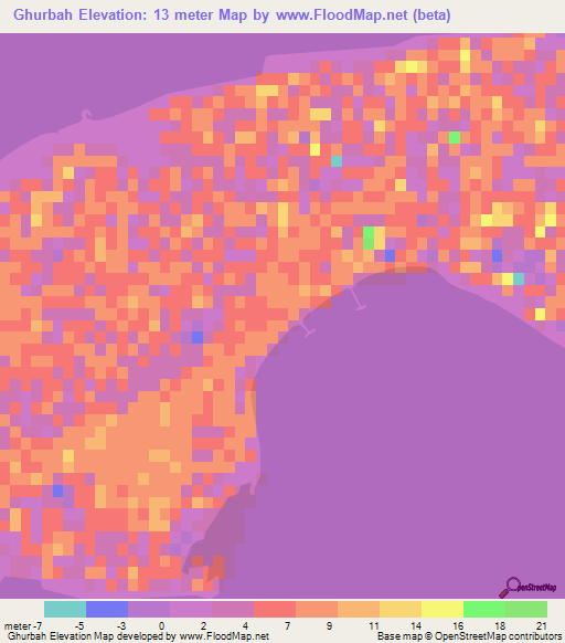 Ghurbah,United Arab Emirates Elevation Map