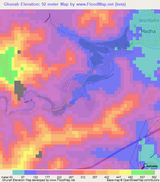 Ghunah,United Arab Emirates Elevation Map