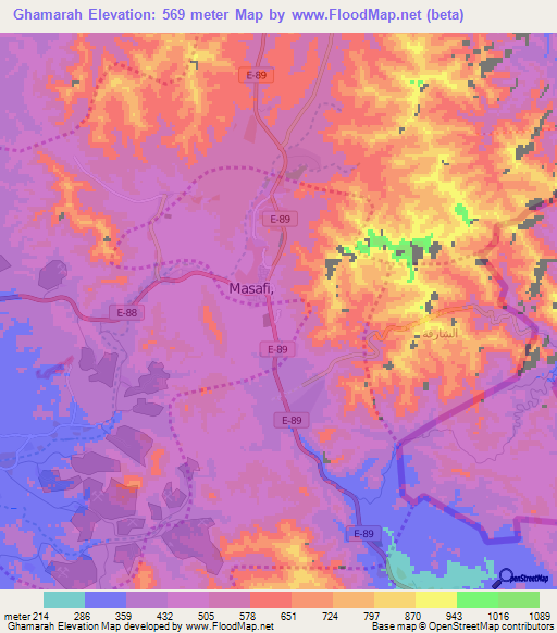 Ghamarah,United Arab Emirates Elevation Map