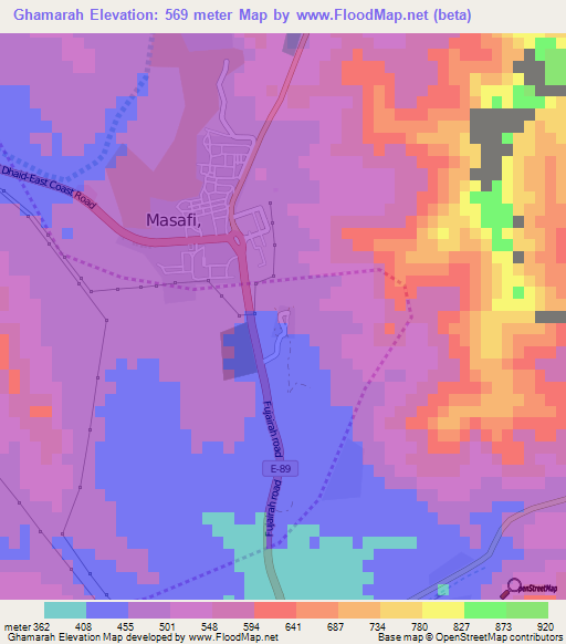 Ghamarah,United Arab Emirates Elevation Map