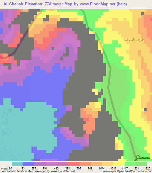 Al Ghabah,United Arab Emirates Elevation Map