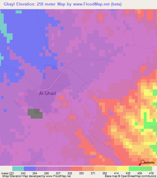 Ghayl,United Arab Emirates Elevation Map