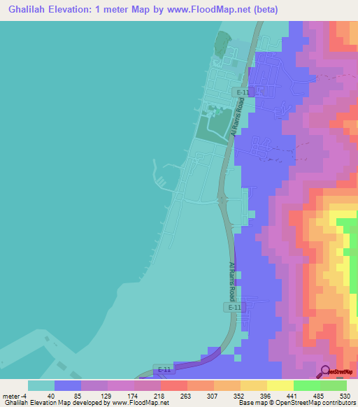 Ghalilah,United Arab Emirates Elevation Map