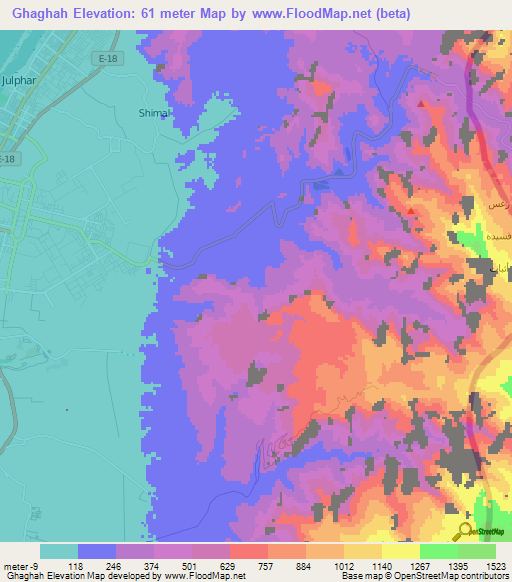 Ghaghah,United Arab Emirates Elevation Map