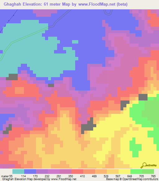 Ghaghah,United Arab Emirates Elevation Map