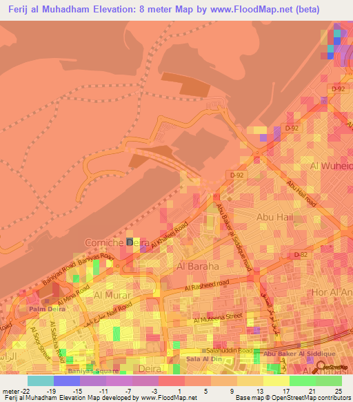 Ferij al Muhadham,United Arab Emirates Elevation Map