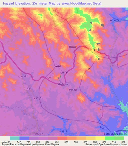 Fayyad,United Arab Emirates Elevation Map