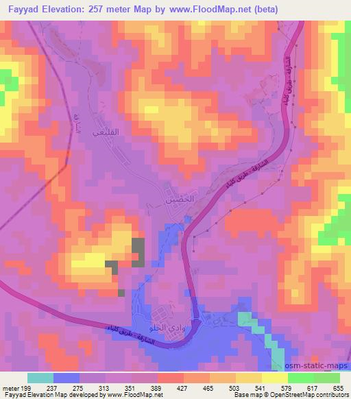 Fayyad,United Arab Emirates Elevation Map
