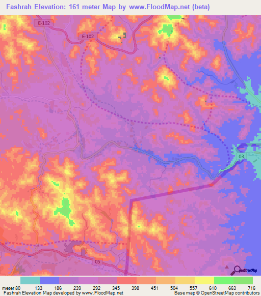Fashrah,United Arab Emirates Elevation Map