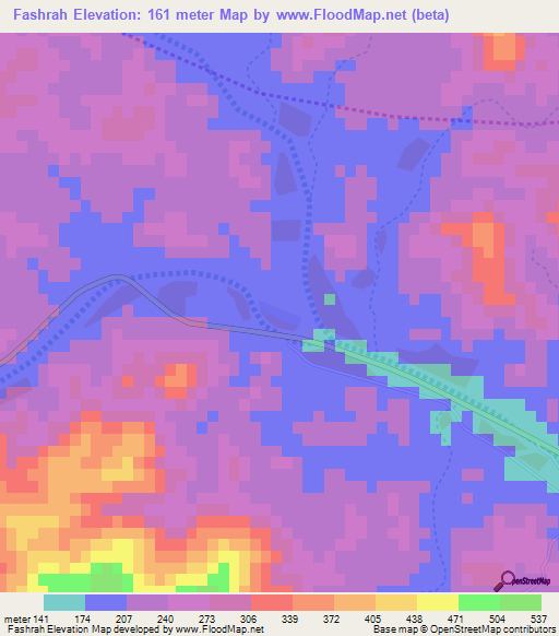 Fashrah,United Arab Emirates Elevation Map