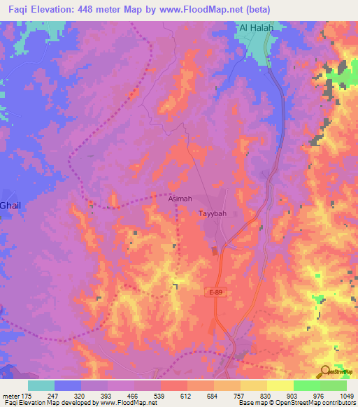 Faqi,United Arab Emirates Elevation Map