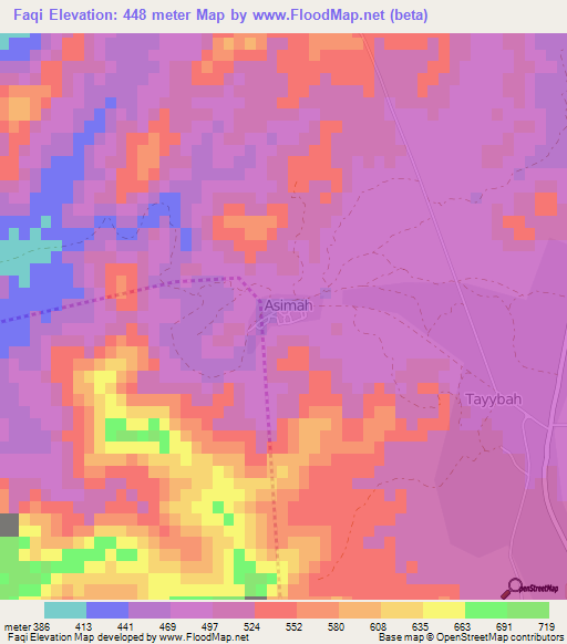 Faqi,United Arab Emirates Elevation Map