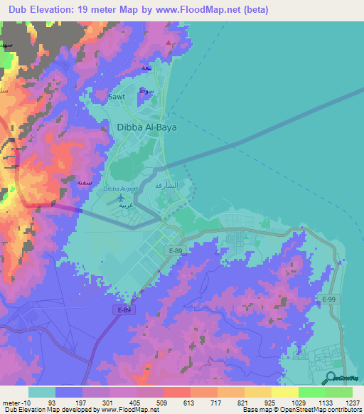 Dub,United Arab Emirates Elevation Map