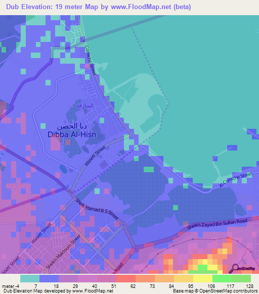 Dub,United Arab Emirates Elevation Map