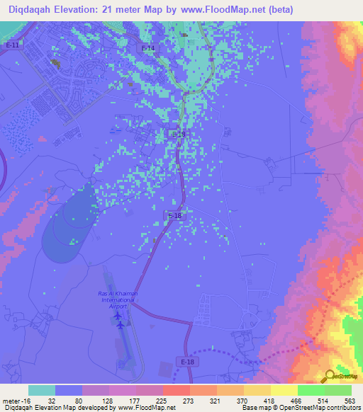 Diqdaqah,United Arab Emirates Elevation Map