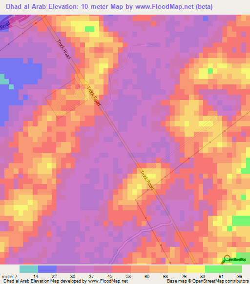 Dhad al Arab,United Arab Emirates Elevation Map