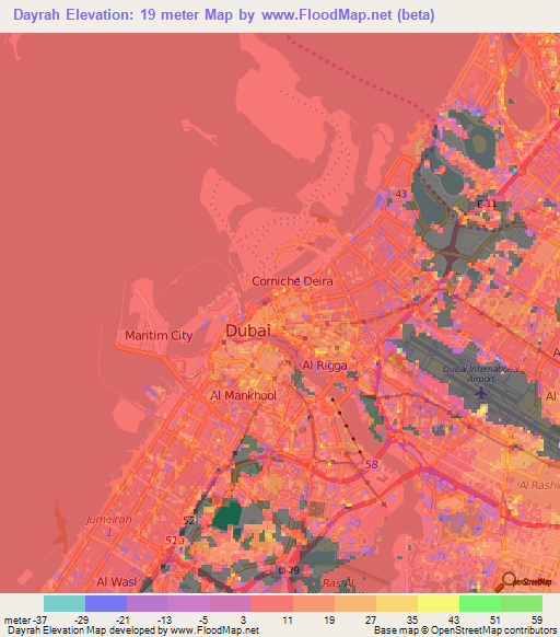 Dayrah,United Arab Emirates Elevation Map