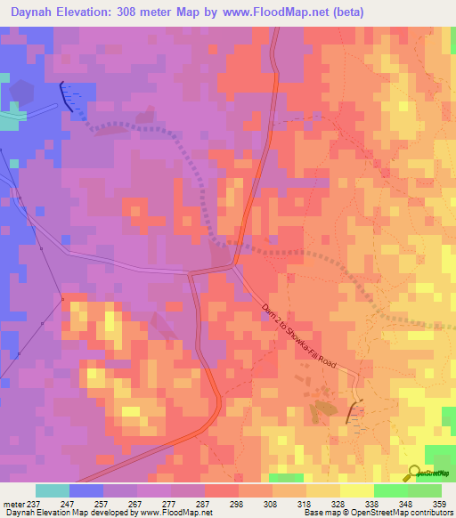 Daynah,United Arab Emirates Elevation Map