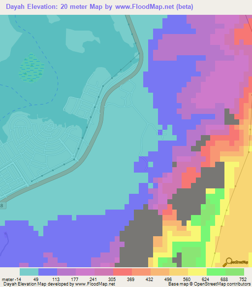 Dayah,United Arab Emirates Elevation Map