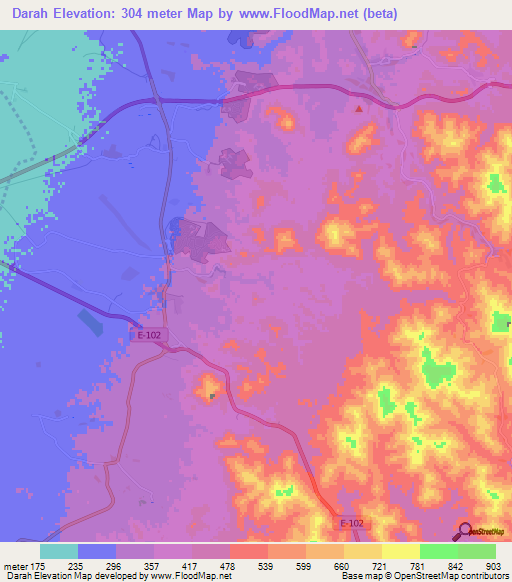 Darah,United Arab Emirates Elevation Map