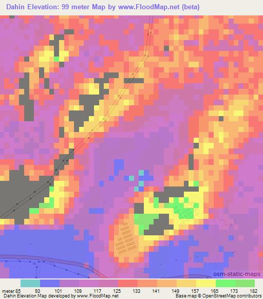 Dahin,United Arab Emirates Elevation Map