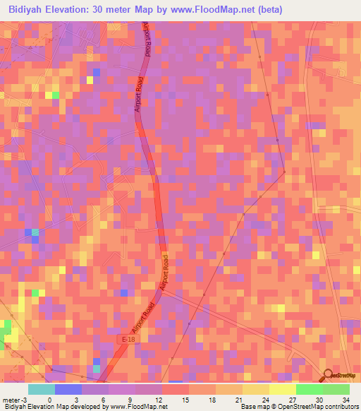 Bidiyah,United Arab Emirates Elevation Map